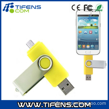 8GB Rotatable Clip OTG USB Flash Drive for Smart Phones/Tablet PCS Yellow